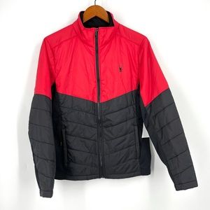 ✨❄️NWT Spyder Red Black Racer Style Semi Quilted Puffer Jacket Unisex